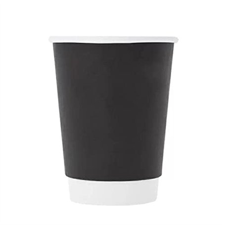 Lot de 50 gobelets en carton à double paroi recyclables sans couvercle - 350 ml - Double paroi - Finition mate et lisse
