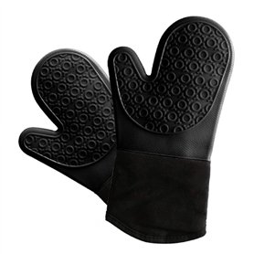 BIGTO Gant de cuisine avec coque en silicone résistant à la chaleur jusqu'à 500°C - Manique étanche pour barbecue