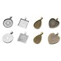 Ensemble Cabochons,24 Pack Plateaux Supports Pendentif Rond avec Cabochons en Verre 24 Pack Transparent Dome pour Fabrication de
