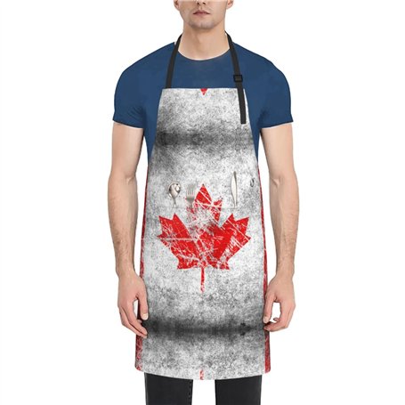 Tablier de Poche Drapeau Canada Adulte Oxford Tablier de Cuisine Cuisine Peinture Polyvalent Noir Taille Unique