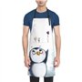 Tablier de cuisine en tissu Oxford avec poche « I Love Penguins » pour adulte