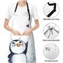 Tablier de cuisine en tissu Oxford avec poche « I Love Penguins » pour adulte, Noir , taille unique