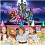 SYTTNUM Dessin Animé Photographie Fond, Monster Fond De Photographie Animé,Fond Photo Happy Birthday Banner (150 × 100cm)