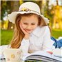 Chapeau De Soleil Et Sac en Tricot De Paille 3 Pièces,Lunette De Soleil,Chapeau Paille Enfant 3-8 Ans avec Décoration Florale po