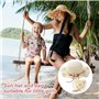 Chapeau De Soleil Et Sac en Tricot De Paille 3 Pièces,Lunette De Soleil,Chapeau Paille Enfant 3-8 Ans avec Décoration Florale po