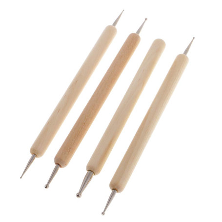Lot de 4 stylos à double tête spirale pour indentation d'argile souple Outil de modelage