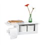 SoBuy® FRG175-W Dérouleur Papier Toilette - Distributeur WC Porte Papier Mural avec Support pour Déposer Smartphone et Porte-rev