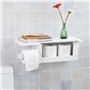 SoBuy® FRG175-W Dérouleur Papier Toilette - Distributeur WC Porte Papier Mural avec Support pour Déposer Smartphone et Porte-rev