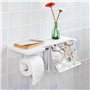 SoBuy® FRG175-W Dérouleur Papier Toilette - Distributeur WC Porte Papier Mural avec Support pour Déposer Smartphone et Porte-rev