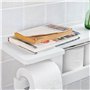 SoBuy® FRG175-W Dérouleur Papier Toilette - Distributeur WC Porte Papier Mural avec Support pour Déposer Smartphone et Porte-rev