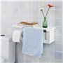 SoBuy® FRG175-W Dérouleur Papier Toilette - Distributeur WC Porte Papier Mural avec Support pour Déposer Smartphone et Porte-rev