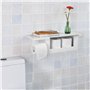 SoBuy® FRG175-W Dérouleur Papier Toilette - Distributeur WC Porte Papier Mural avec Support pour Déposer Smartphone et Porte-rev