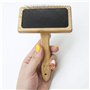 Value Rug Peigne à Brosse en Fil de Mouton en Peau de Mouton Grand Manche en Bois
