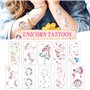 40 Feuilles Tattoo de Licorne Dinosaure Pirate Sirène pour Fille Garçons de Fête d'anniversai