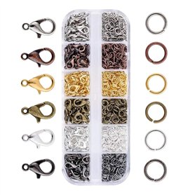 JZK 140x bijoux fermoirs à pince de homard + 990 pièces anneaux de saut ouverts