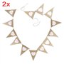 JZK 2X Cru Blanc Cœur Lin Drapeau Bruant Bannière Drapeau Jute Drapeaux Triangle Cabine de décoration pour Fête Accueil Mariage 