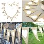 JZK 2X Cru Blanc Cœur Lin Drapeau Bruant Bannière Drapeau Jute Drapeaux Triangle Cabine de décoration pour Fête Accueil Mariage 