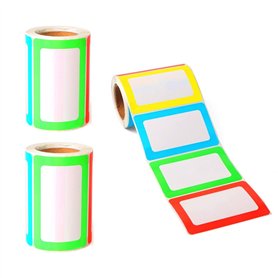 JZK 2x Rouleaux 400pcs 89mm x 57mm grandes étiquettes nom vierges auto-adhésives rectangle bordures étiquettes autocollantes pap