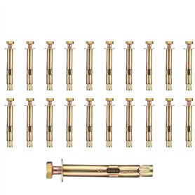 Lot de 20 boulons d'ancrage robustes M6-8 x 60 mm – Vis d'expansion à manchon hexagonal pour murs en béton/maçonnerie/brique