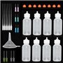 Lot de 33 flacons applicateurs aiguilles de 30 ml avec 10 aiguilles de distribution fines et 8 bouchons pour loisirs créatifs