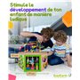 EverEarth 7 en 1 Grand Cube d'éveil en Bois Durable - Jouet pour Enfants avec Boucle d'éveil 39 x 35,5 x 41 cm - Centre de Jeux 
