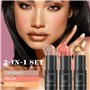 Mrettick 3 Pcs Contour Surligneur Bâton Crème Fard À joues Pour Joues Yeux Lèvres Léger Dewy Finish Bronzer Imperméable Longue D