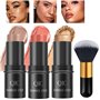 3 pièces Bâtons de contour en crème Kit de Maquillage Highlighter Stick&Blush Stick&Bronzer Stick Long Lasting Smooth Natural Fa