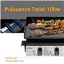 Plancha à gaz 4 brûleurs 10kW, Noir