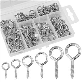 Lot de 100 crochets de plafond en métal plaqué nickel à visser (argent)