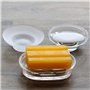 S-TROUBLE Porte-Savon Rond en Verre Boîte de Rangement Accessoires de Support Clair pour Douche Salle de Bain Hôtel