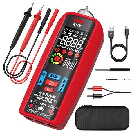 BSIDE A5X Multimètre Numérique Automatique Testeur de Courant Électrique LCD Couleur Multimetre Digital Intelligent avec Sonde T