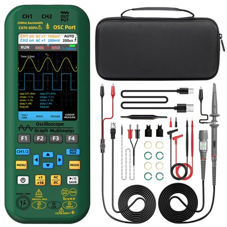 BSIDE O7 Oscilloscope Numérique Portable 2 Canaux avec Multimètre TRMS Générateur de Signal Grand Écran 3
