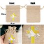 BETESSIN 24pcs Sachet Dragée Jute Pochette Communion Baptême 8x10cm Toile Chanvre Confirmation Sac Poche Bijoux Bonbon Chocolat 