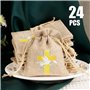BETESSIN 24pcs Sachet Dragée Jute Pochette Communion Baptême 8x10cm Toile Chanvre Confirmation Sac Poche Bijoux Bonbon Chocolat 