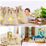 BETESSIN 24pcs Sachet Dragée Jute Pochette Communion Baptême 8x10cm Toile Chanvre Confirmation Sac Poche Bijoux Bonbon Chocolat 