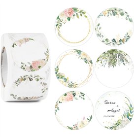 BETESSIN 500pcs 4cm Autocollants Rond Guirlande Etiquette Stickers Adhésive Créatifs pour DIY Carte Faveur Mariage Emballage Cad