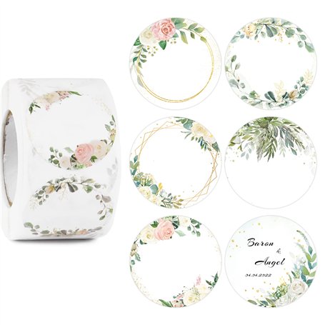 BETESSIN 500pcs 4cm Autocollants Rond Guirlande Etiquette Stickers Adhésive Créatifs pour DIY Carte Faveur Mariage Emballage Cad