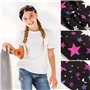 3pcs Bandeaux Large Cheveux Fille Headband Serre Tête Élastique Forme Étoile Dessin Animé en Tissu Bleu Rose Noir Bandeau de Cou