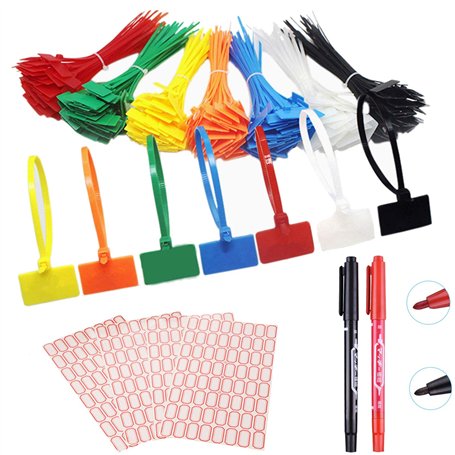 175 pièces nylon câble zip liens étiquettes marqueur Verrouillage Automatique avec 264 étiquettes Blanches et 2 pièces pour la G
