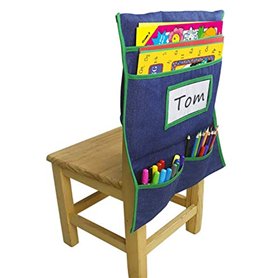 Poches de chaise arrière pour chaise de bureau Organiseur de dossier de siège Rangement pour fournitures de salle de classe Rang