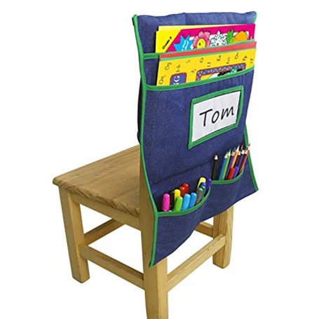 Poches de chaise arrière pour chaise de bureau Organiseur de dossier de siège Rangement pour fournitures de salle de classe Rang
