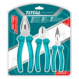 TOTAL - Jeu de 3 Pinces | Pince Universelle de 180 mm | Pince Coupante Diagonale de 160 mm | Pince à Bec Plat de 160 mm | Poigné