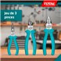 TOTAL - Jeu de 3 Pinces | Pince Universelle de 180 mm | Pince Coupante Diagonale de 160 mm | Pince à Bec Plat de 160 mm | Poigné