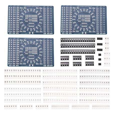 Be In Your Mind 3 Ensembles de Planches de Pratique de Soudage SMD NE555 CD4017 Planche de Pratique de Soudure SMD Rotative à LE