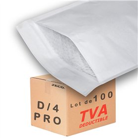 Jeco - Lot de 100 enveloppes à bulles d'air taille D/4 int. 180 x 270 mm pochettes matelassées kraft blanc d'expédition PRO
