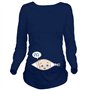 Q.KIM T-Shirt de Maternité Femme Manches Longues de maternité Motif Grossesse Amusant Humour imprimé-Hi Baby