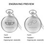 JewelryWe Pendentif Collier Montre de Poche Gousset Ronde Poli Quartz Chiffre Simple Lisse Couverture Chic Alliage Couleur Argen