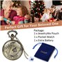JewelryWe Pendentif Collier Montre de Poche Ronde Quartz Fantaisie Poker et Chiffres Alliage Couleur Cuivre Montre à Gousset pou
