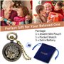 JewelryWe Montre de Poche à Gousset Pendantif Mode Rétro Creux Papillon Fleurs Ronde Bronze Pendentif Collier Chaîne