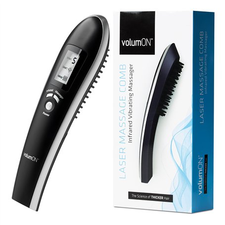 Volumon Peigne de massage électrique avec laser infrarouge et écran LCD pour repousse et renforcement des cheveux
